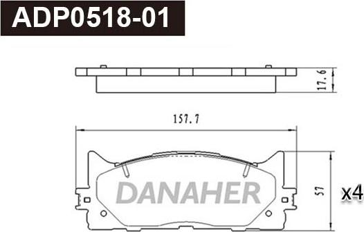 Danaher ADP0518-01 - Гальмівні колодки, дискові гальма autocars.com.ua