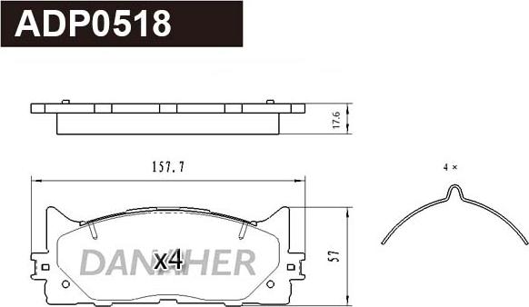 Danaher ADP0518 - Гальмівні колодки, дискові гальма autocars.com.ua