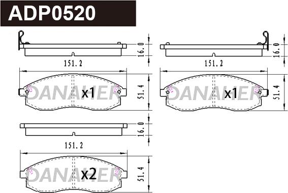 Danaher ADP0520 - Гальмівні колодки, дискові гальма autocars.com.ua