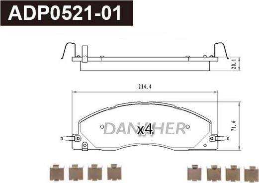 Danaher ADP0521-01 - Гальмівні колодки, дискові гальма autocars.com.ua