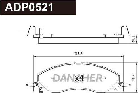 Danaher ADP0521 - Гальмівні колодки, дискові гальма autocars.com.ua