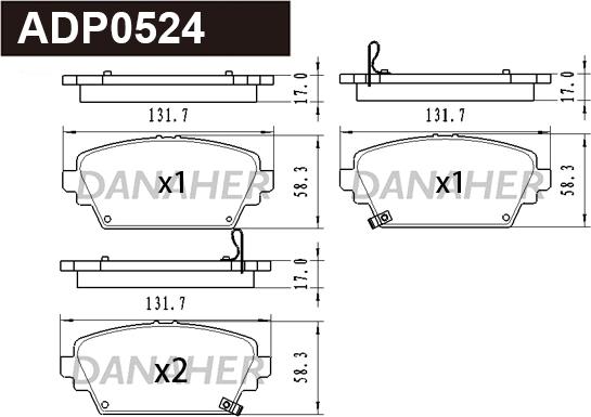 Danaher ADP0524 - Гальмівні колодки, дискові гальма autocars.com.ua