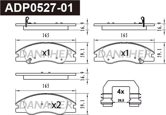 Danaher ADP0527-01 - Гальмівні колодки, дискові гальма autocars.com.ua