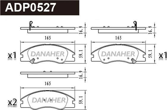 Danaher ADP0527 - Гальмівні колодки, дискові гальма autocars.com.ua