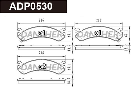 Danaher ADP0530 - Гальмівні колодки, дискові гальма autocars.com.ua