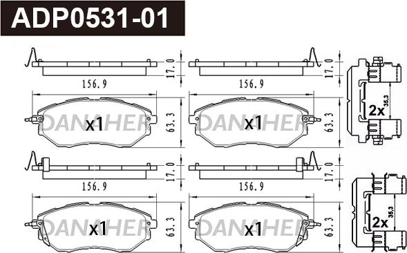 Danaher ADP0531-01 - Гальмівні колодки, дискові гальма autocars.com.ua