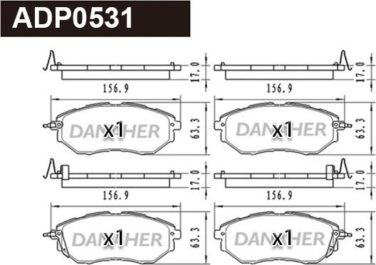 Danaher ADP0531 - Гальмівні колодки, дискові гальма autocars.com.ua
