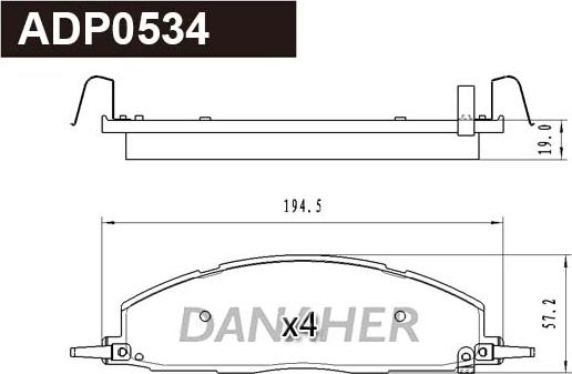 Danaher ADP0534 - Гальмівні колодки, дискові гальма autocars.com.ua