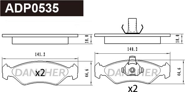 Danaher ADP0535 - Гальмівні колодки, дискові гальма autocars.com.ua