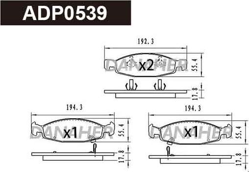 Danaher ADP0539 - Гальмівні колодки, дискові гальма autocars.com.ua