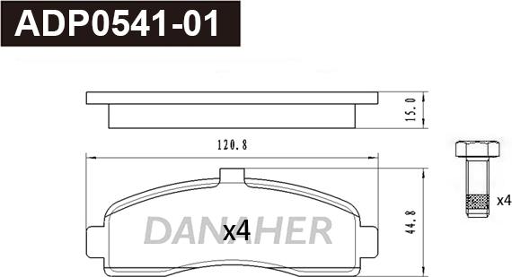 Danaher ADP0541-01 - Гальмівні колодки, дискові гальма autocars.com.ua