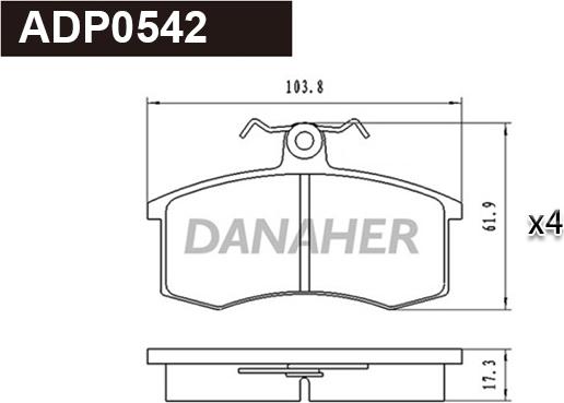 Danaher ADP0542 - Гальмівні колодки, дискові гальма autocars.com.ua