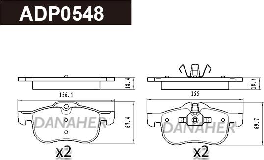 Danaher ADP0548 - Гальмівні колодки, дискові гальма autocars.com.ua