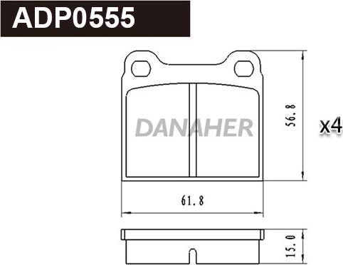 Danaher ADP0555 - Гальмівні колодки, дискові гальма autocars.com.ua