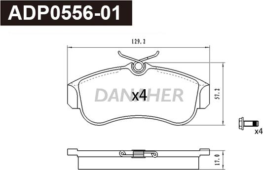 Danaher ADP0556-01 - Гальмівні колодки, дискові гальма autocars.com.ua