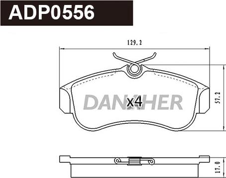 Danaher ADP0556 - Гальмівні колодки, дискові гальма autocars.com.ua