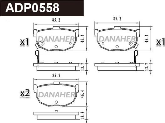 Danaher ADP0558 - Гальмівні колодки, дискові гальма autocars.com.ua