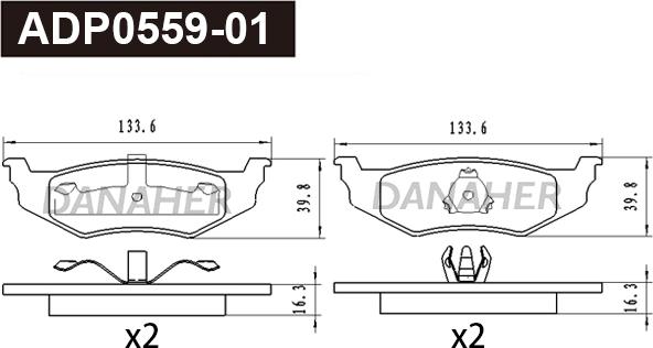 Danaher ADP0559-01 - Тормозные колодки, дисковые, комплект autodnr.net