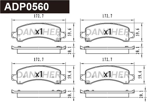 Danaher ADP0560 - Гальмівні колодки, дискові гальма autocars.com.ua