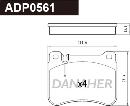 Danaher ADP0561 - Гальмівні колодки, дискові гальма autocars.com.ua