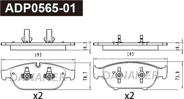 Danaher ADP0565-01 - Гальмівні колодки, дискові гальма autocars.com.ua
