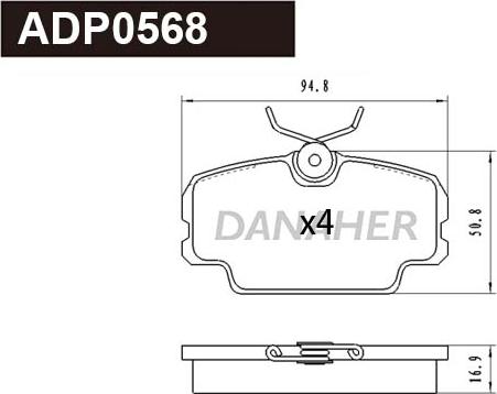 Danaher ADP0568 - Гальмівні колодки, дискові гальма autocars.com.ua