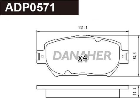 Danaher ADP0571 - Тормозные колодки, дисковые, комплект autodnr.net