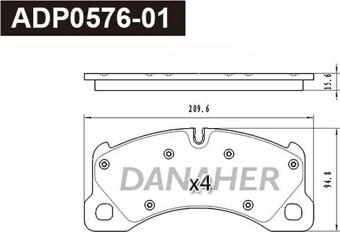 Danaher ADP0576-01 - Гальмівні колодки, дискові гальма autocars.com.ua