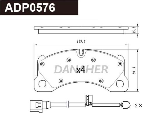 Danaher ADP0576 - Гальмівні колодки, дискові гальма autocars.com.ua