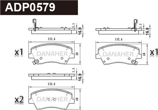 Danaher ADP0579 - Тормозные колодки, дисковые, комплект autodnr.net