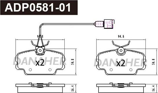 Danaher ADP0581-01 - Гальмівні колодки, дискові гальма autocars.com.ua