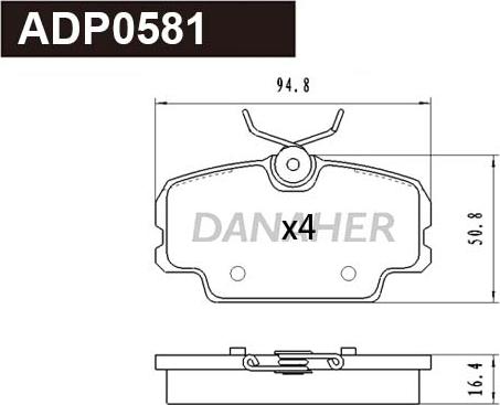 Danaher ADP0581 - Гальмівні колодки, дискові гальма autocars.com.ua