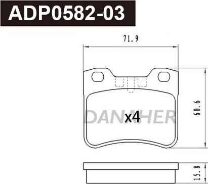 Danaher ADP0582-03 - Тормозные колодки, дисковые, комплект autodnr.net