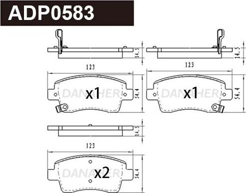 Danaher ADP0583 - Гальмівні колодки, дискові гальма autocars.com.ua