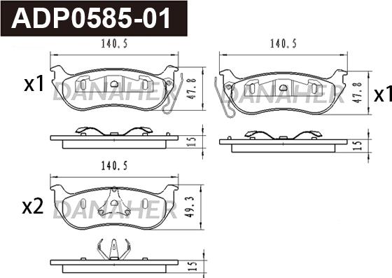 Danaher ADP0585-01 - Гальмівні колодки, дискові гальма autocars.com.ua