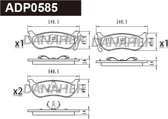 Danaher ADP0585 - Гальмівні колодки, дискові гальма autocars.com.ua