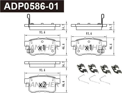 Danaher ADP0586-01 - Гальмівні колодки, дискові гальма autocars.com.ua