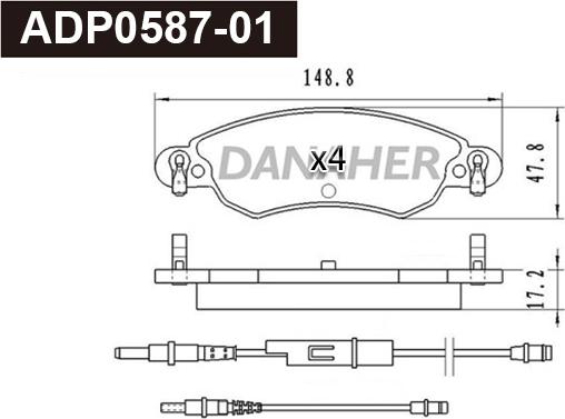 Danaher ADP0587-01 - Гальмівні колодки, дискові гальма autocars.com.ua