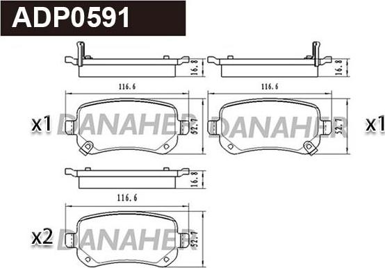 Danaher ADP0591 - Гальмівні колодки, дискові гальма autocars.com.ua