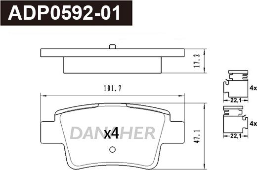 Danaher ADP0592-01 - Гальмівні колодки, дискові гальма autocars.com.ua