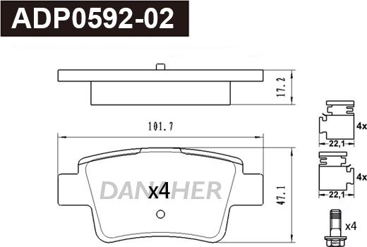 Danaher ADP0592-02 - Гальмівні колодки, дискові гальма autocars.com.ua