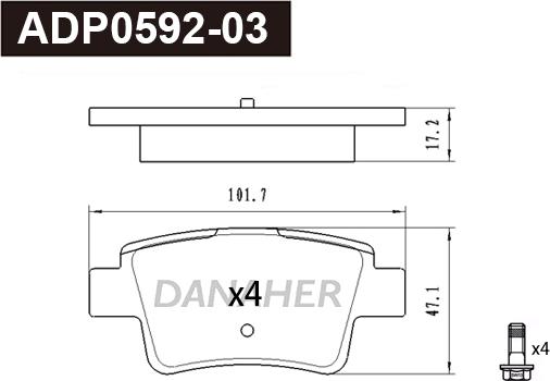 Danaher ADP0592-03 - Гальмівні колодки, дискові гальма autocars.com.ua