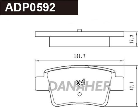 Danaher ADP0592 - Гальмівні колодки, дискові гальма autocars.com.ua