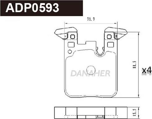 Danaher ADP0593 - Гальмівні колодки, дискові гальма autocars.com.ua