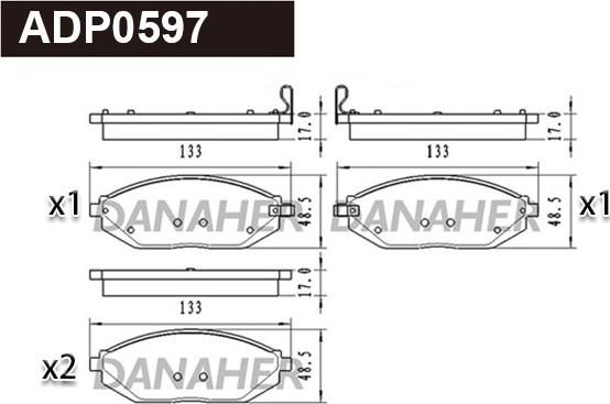 Danaher ADP0597 - Гальмівні колодки, дискові гальма autocars.com.ua