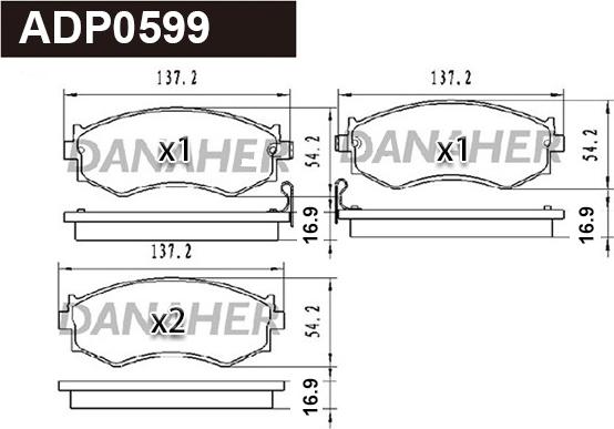 Danaher ADP0599 - Гальмівні колодки, дискові гальма autocars.com.ua