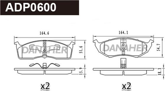 Danaher ADP0600 - Тормозные колодки, дисковые, комплект autodnr.net