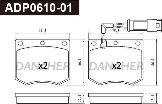 Danaher ADP0610-01 - Гальмівні колодки, дискові гальма autocars.com.ua