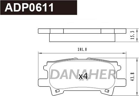 Danaher ADP0611 - Гальмівні колодки, дискові гальма autocars.com.ua