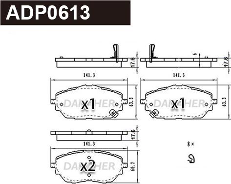 Danaher ADP0613 - Тормозные колодки, дисковые, комплект autodnr.net